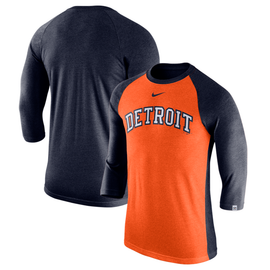 47 Detroit Tigers Grey Neps Henley Long Sleeve Fashion T Shirt
