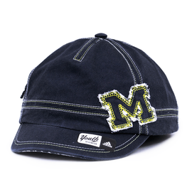 Adidas Michigan Wolverines Youth Girls Navy Distressed Houndstooth Adjustable Hat