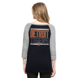 New Era Detroit Tigers Women's Navy Raglan Scoop Neck T-Shirt