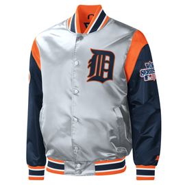 Starter Satin Navy Blue and Orange Detroit Tigers Reliever Jacket - Jackets  Masters