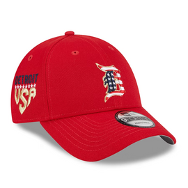 Detroit Tigers White on Red 59FIFTY Men's Fitted Cap by Vintage Detroit Collection