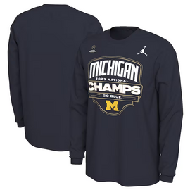 Michigan Wolverines Jordan Brand 2023 National Champions Parade Long Sleeve T-Shirt - Navy Michigan Wolverines Jordan Brand 2023 National Champions Parade Long Sleeve T-Shirt - Navy