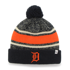 Detroit Tigers Fanatics Branded Secondary Cuffed Knit Hat with Pom - Navy/ White