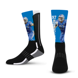 Aidan Hutchinson Detroit Lions For Bare Feet Phenom Curve Crew Socks - Black Aidan Hutchinson Detroit Lions For Bare Feet Phenom Curve Crew Socks - Black