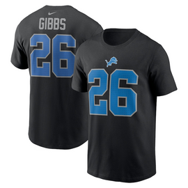 Jahmyr Gibbs Detroit Lions Nike Name and Number T-Shirt - Black Jahmyr Gibbs Detroit Lions Nike Name and Number T-Shirt - Black