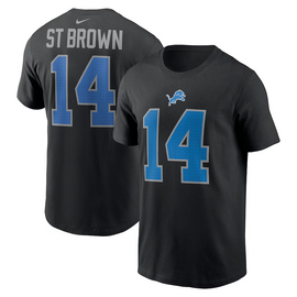 Amon-Ra St Brown Detroit Lions Nike Name and Number T-Shirt - Black Amon-Ra St Brown Detroit Lions Nike Name and Number T-Shirt - Black