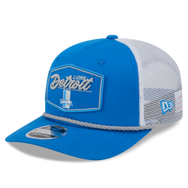 Detroit Lions New Era Historic Patch 9SEVENTY Trucker Hat - Blue/White