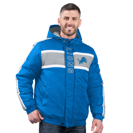 Detroit Lions Starter Polyfill Hooded Jacket - Blue Detroit Lions Starter Polyfill Hooded Jacket - Blue