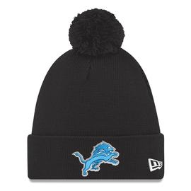 Detroit Lions New Era Cuffed Knit Hat with Pom - Black Detroit Lions New Era Cuffed Knit Hat with Pom - Black