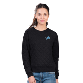 Detroit Lions G-III 4Her Women's Quilted Pullover Sweatshirt - Black Detroit Lions G-III 4Her Women's Quilted Pullover Sweatshirt - Black