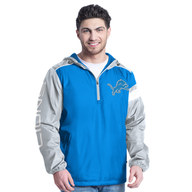 Detroit Lions G-III Lateral Lateral Half-Zip Hoodie Jacket - Blue/Gray