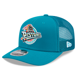 Detroit Pistons New Era Hardwood Classics Trucker 9SEVENTY Stretch-Snap Hat - Teal