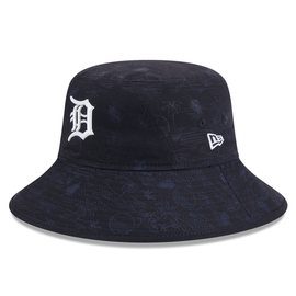 Detroit Tigers New Era 2025 Spring Training All-Over Print Bucket Hat - Navy