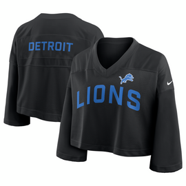 Detroit Lions Nike Women's Primetime Cropped Mesh Dri-FIT Jersey - Black Detroit Lions Nike Women's Primetime Cropped Mesh Dri-FIT Jersey - Black