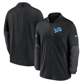 Detroit Lions Nike Sideline Dri-FIT Half-Zip Pullover Jacket - Black
