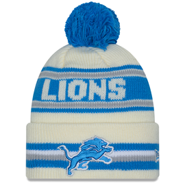 Detroit Lions Classic Cuffed Knit Hat with Pom - Chrome/Blue