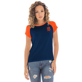 Women's Detroit Tigers Navy Plus Size Team Scoop Neck T-Shirt