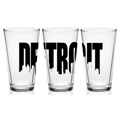 MI Culture Detroit Skyline Pint Glass
