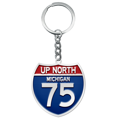 MI Culture Up North Michigan I-75 Interstate Keychain