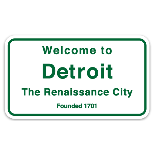 MI Culture Welcome to Detroit Interstate Sign Die Cut Vinyl Decal