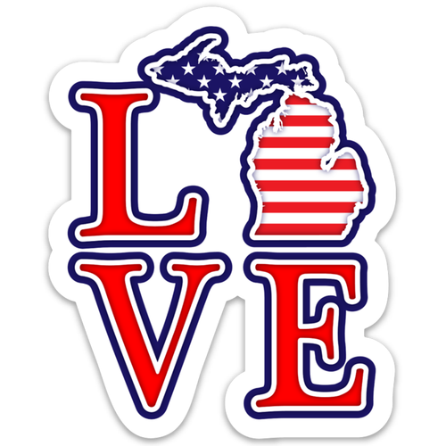 MI Culture Stars & Stripes Love Michigan Die Cut Vinyl Decal