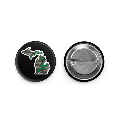 MI Culture Green Camo Michigan Button