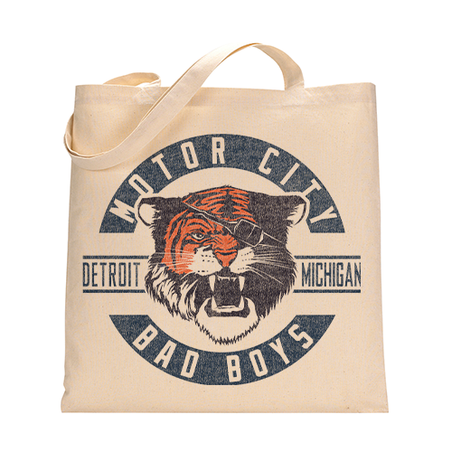 Motor City Bad Boys Natural Detroit Michigan Tiger Canvas Tote