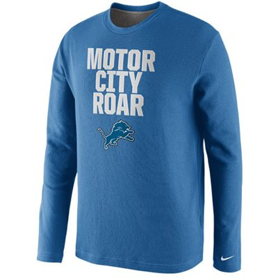 Nike Detroit Lions Blue Motor City Roar Long Sleeve Waffle T-Shirt