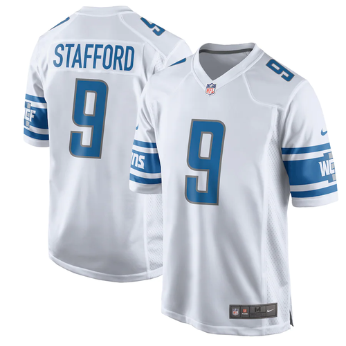 Nike Detroit Lions White Matthew Stafford Game Jersey