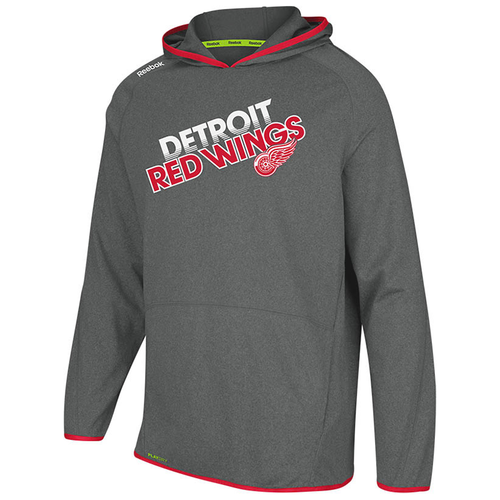 Reebok Detroit Red Wings Gray Center Ice TNT Performance Pullover Hoodie