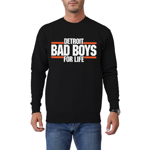 Motor City Bad Boys Black Detroit Bad Boys For Life Crew Neck Pullover Sweatshirt