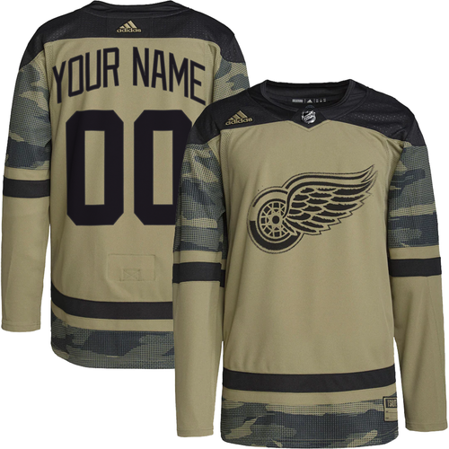 Detroit Red Wings Personalized Custom Adidas Camo Military Appreciation Authentic Practice Jersey