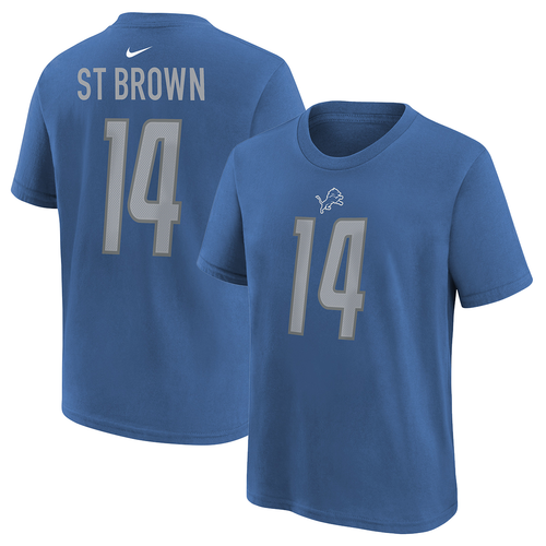 Amon-Ra St Brown Detroit Lions Nike Youth Name and Number T-Shirt - Blue