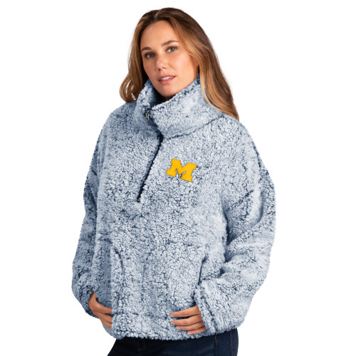 Michigan Wolverines G-III Women's Last Score Half Zip Sherpa Jacket - Navy