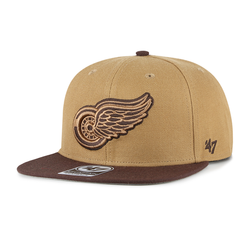Detroit Red Wings 47 Brand No Shot 2Tone Captain Snapback Hat - Tan/Brown
