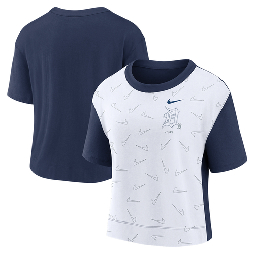 Detroit Tigers Nike Women's Team Line Up High Hip T-Shirt - White/Navy