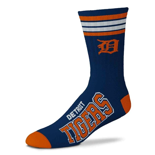 Detroit Tigers For Bare Feet Youth 4 Stripe Deuce Crew Sock - Navy