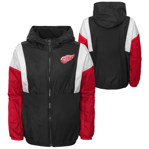 Detroit Red Wings Outerstuff Youth Stadium Windbreaker Full Zip Jacket - Black