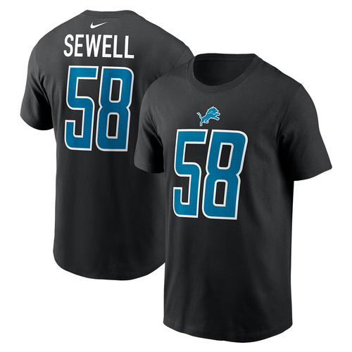 Penei Sewell Detroit Lions Nike Name and Number T-Shirt - Black