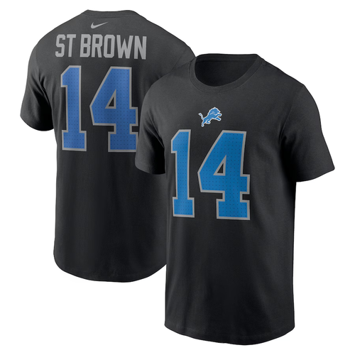 Amon-Ra St Brown Detroit Lions Nike Name and Number T-Shirt - Black