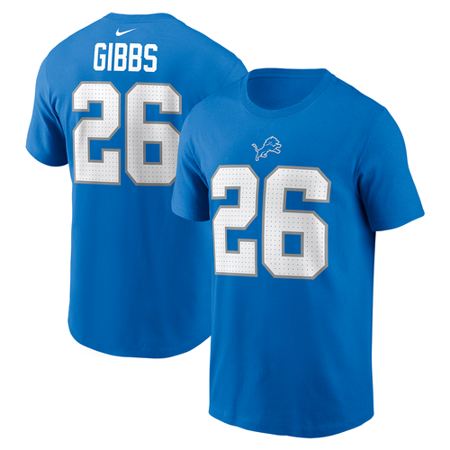 Jahmyr Gibbs Detroit Lions Nike Name and Number T-Shirt - Blue