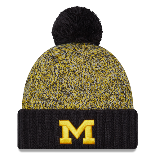 Michigan Wolverines New Era Women's Knit Hat With Pom - Navy/Yellow