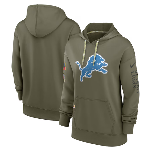 Detroit Lions Nike Women's Salute to Service Performance Pullover Hoodie - Olive