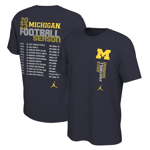 Michigan Wolverines Jordan Brand 2023 Football Schedule T-Shirt - Navy
