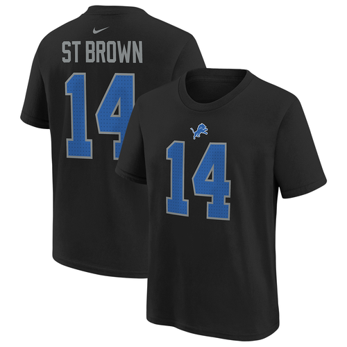 Amon-Ra St Brown Detroit Lions Nike Youth Name and Number T-Shirt - Black