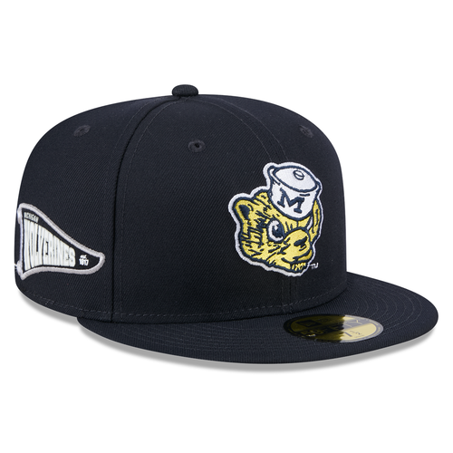 Michigan Wolverines New Era Vault Pennant 59FIFTY Fitted Hat - Navy
