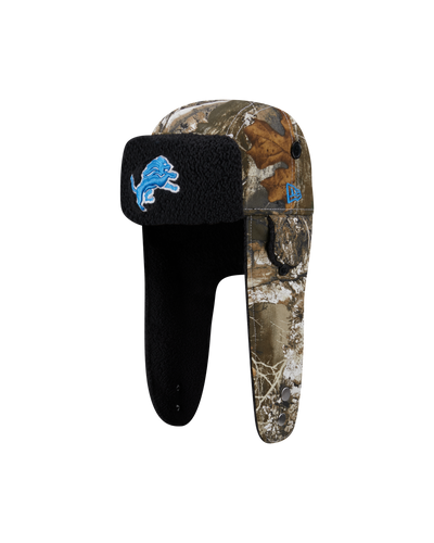 Detroit Lions New Era RealTree Sherpa Trapper Hat - Camo