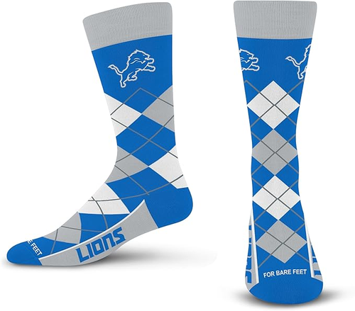 Detroit Lions For Bare Feet Argyle Remix Sock - Blue