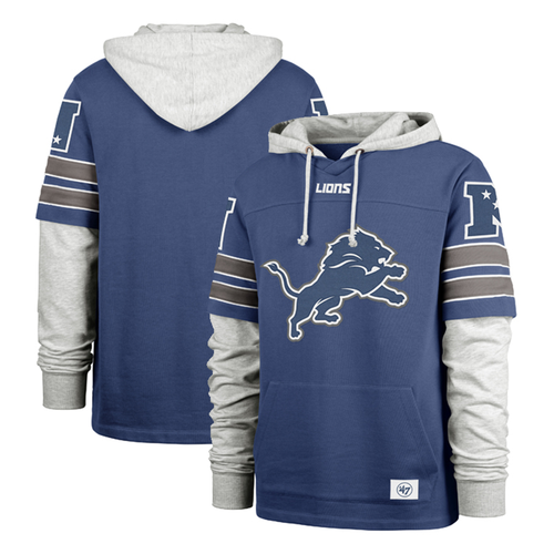 Detroit Lions ’47 Double Header Blitz Cornerback Pullover Hoodie - Blue