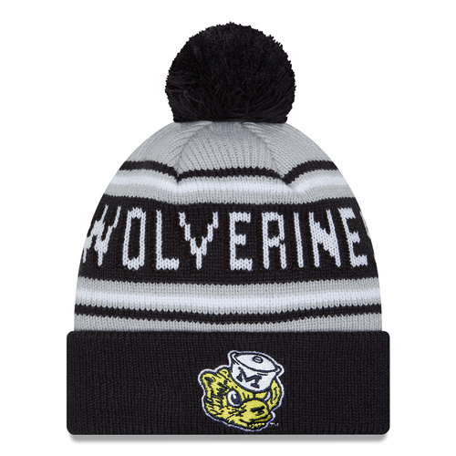Michigan Wolverines New Era Vault Logo Evergreen Knit Hat - Navy
